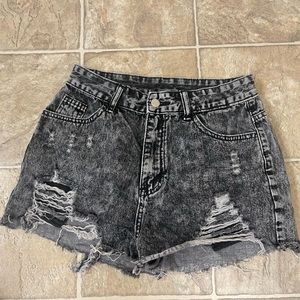 Black denim shorts